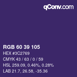 カラーコード: RGB 60 39 105 | qconv.com