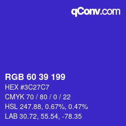 Color code: RGB 60 39 199 | qconv.com