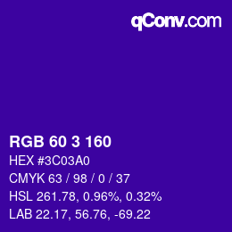 颜色代码: RGB 60 3 160 | qconv.com