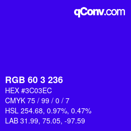 Color code: RGB 60 3 236 | qconv.com
