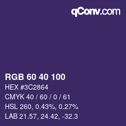 カラーコード: RGB 60 40 100 | qconv.com