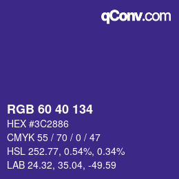 Color code: RGB 60 40 134 | qconv.com