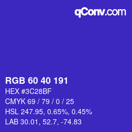 カラーコード: RGB 60 40 191 | qconv.com