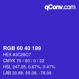 Color code: RGB 60 40 199 | qconv.com