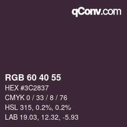 カラーコード: RGB 60 40 55 | qconv.com