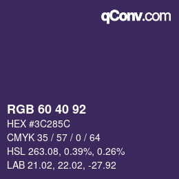 颜色代码: RGB 60 40 92 | qconv.com