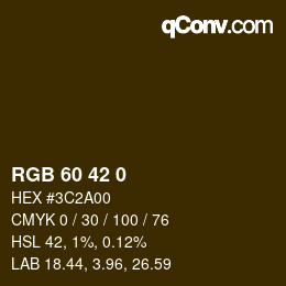 Color code: RGB 60 42 0 | qconv.com