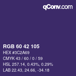 カラーコード: RGB 60 42 105 | qconv.com