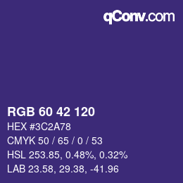 颜色代码: RGB 60 42 120 | qconv.com