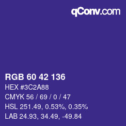 カラーコード: RGB 60 42 136 | qconv.com
