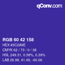 カラーコード: RGB 60 42 158 | qconv.com