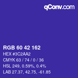 カラーコード: RGB 60 42 162 | qconv.com