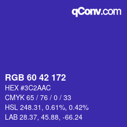 颜色代码: RGB 60 42 172 | qconv.com