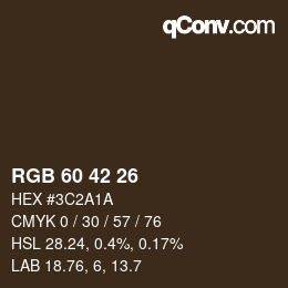 カラーコード: RGB 60 42 26 | qconv.com