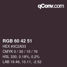 颜色代码: RGB 60 42 51 | qconv.com