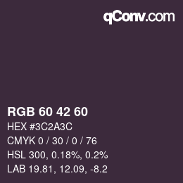 颜色代码: RGB 60 42 60 | qconv.com