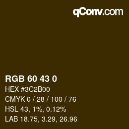 カラーコード: RGB 60 43 0 | qconv.com