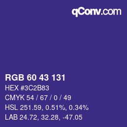 カラーコード: RGB 60 43 131 | qconv.com