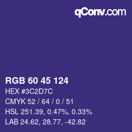 Farbcode: RGB 60 45 124 | qconv.com