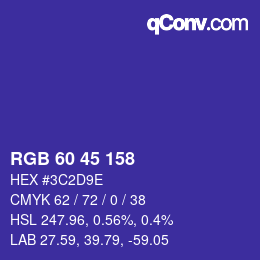 カラーコード: RGB 60 45 158 | qconv.com