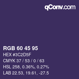 カラーコード: RGB 60 45 95 | qconv.com