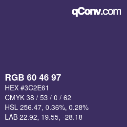 颜色代码: RGB 60 46 97 | qconv.com