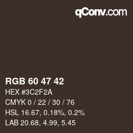 Código de color: RGB 60 47 42 | qconv.com