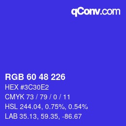 Color code: RGB 60 48 226 | qconv.com