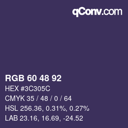 カラーコード: RGB 60 48 92 | qconv.com