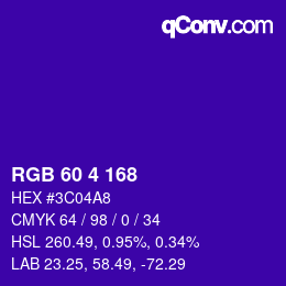 カラーコード: RGB 60 4 168 | qconv.com