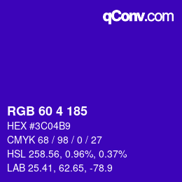 颜色代码: RGB 60 4 185 | qconv.com