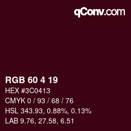Color code: RGB 60 4 19 | qconv.com