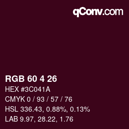 Color code: RGB 60 4 26 | qconv.com