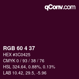 Color code: RGB 60 4 37 | qconv.com