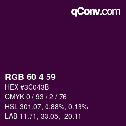 カラーコード: RGB 60 4 59 | qconv.com
