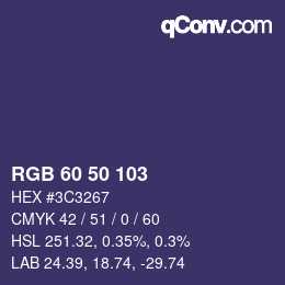 カラーコード: RGB 60 50 103 | qconv.com