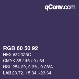 カラーコード: RGB 60 50 92 | qconv.com