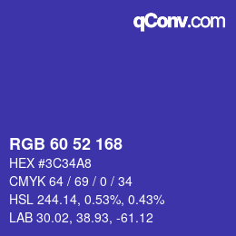 Color code: RGB 60 52 168 | qconv.com