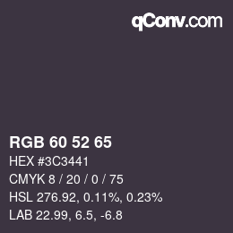 カラーコード: RGB 60 52 65 | qconv.com