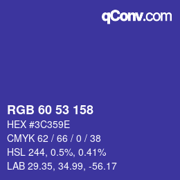 Color code: RGB 60 53 158 | qconv.com