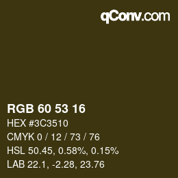 カラーコード: RGB 60 53 16 | qconv.com