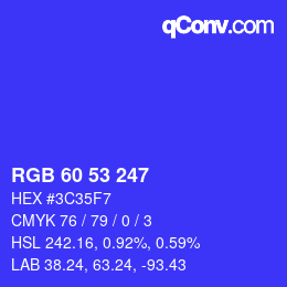 カラーコード: RGB 60 53 247 | qconv.com