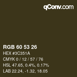 颜色代码: RGB 60 53 26 | qconv.com