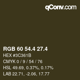 カラーコード: RGB 60 54.4 27.4 | qconv.com