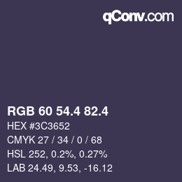 カラーコード: RGB 60 54.4 82.4 | qconv.com