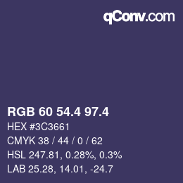 カラーコード: RGB 60 54.4 97.4 | qconv.com
