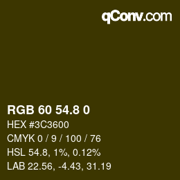 カラーコード: RGB 60 54.8 0 | qconv.com