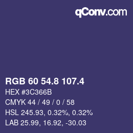 カラーコード: RGB 60 54.8 107.4 | qconv.com