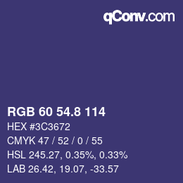 カラーコード: RGB 60 54.8 114 | qconv.com