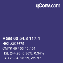 カラーコード: RGB 60 54.8 117.4 | qconv.com